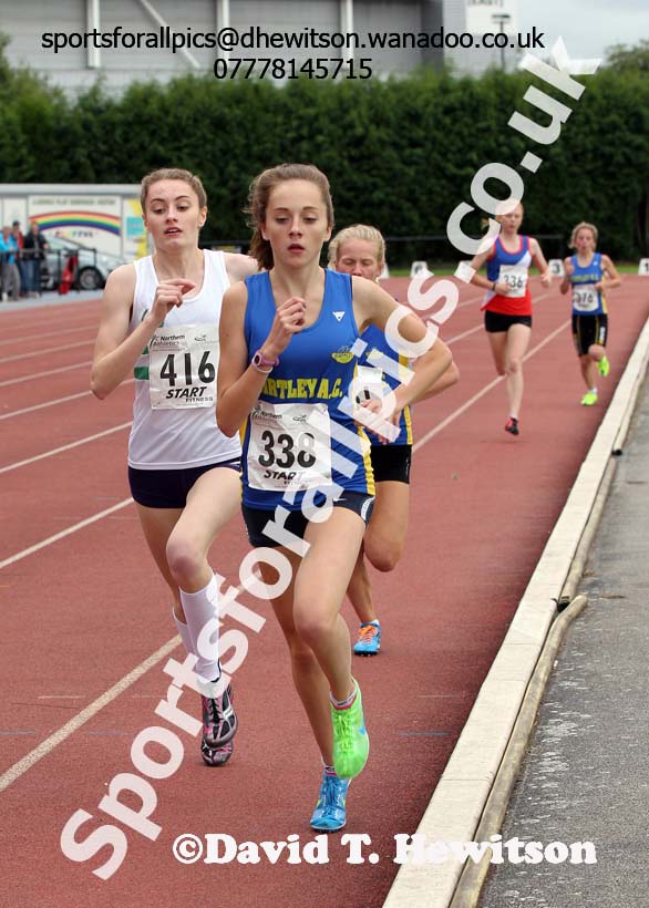 Under-17 womens 1500 metres, Northern Under-15 and under-17 Championships, Wigan. Photo: David T. Hewitson/Sports for All Pics